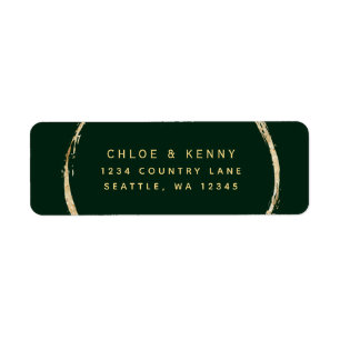 Forest Green Gold Rustic Circle Return Address Label