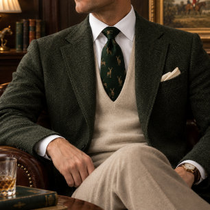 Forest Green Gold Stag Heritage Tie