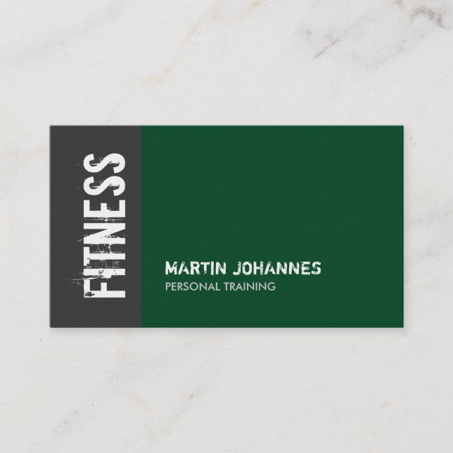 Forest Green Grey Personal Trainer Business Card (Front)