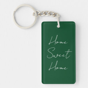 Forest Green Home Sweet Home Custom Name Year Key Ring