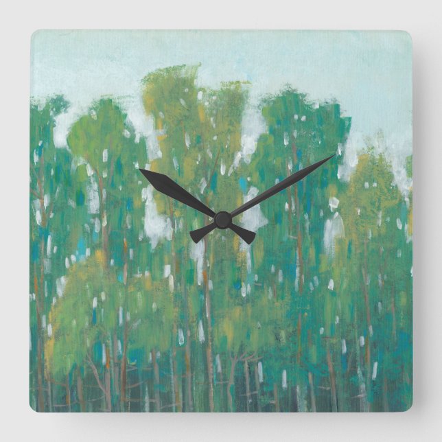Forest Green II Square Wall Clock (Front)