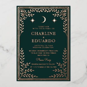 Forest Green  Ivy Ornament  Wedding  Invitation