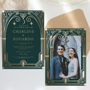 Forest Green Ivy Ornament Wedding Invitation