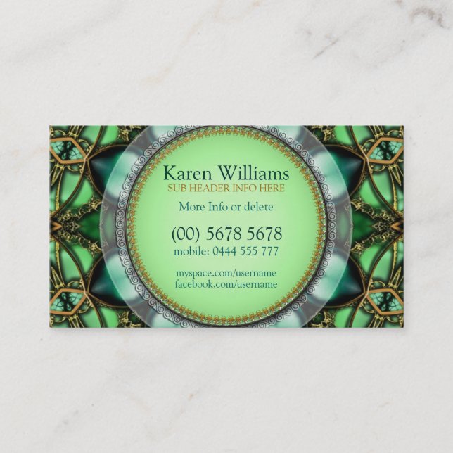 Forest Green Jewel Hearts Business Card (Front)