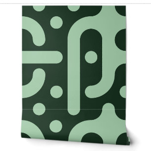Forest Green Jumbo Mid Century Beaded Shapes Wallpaper