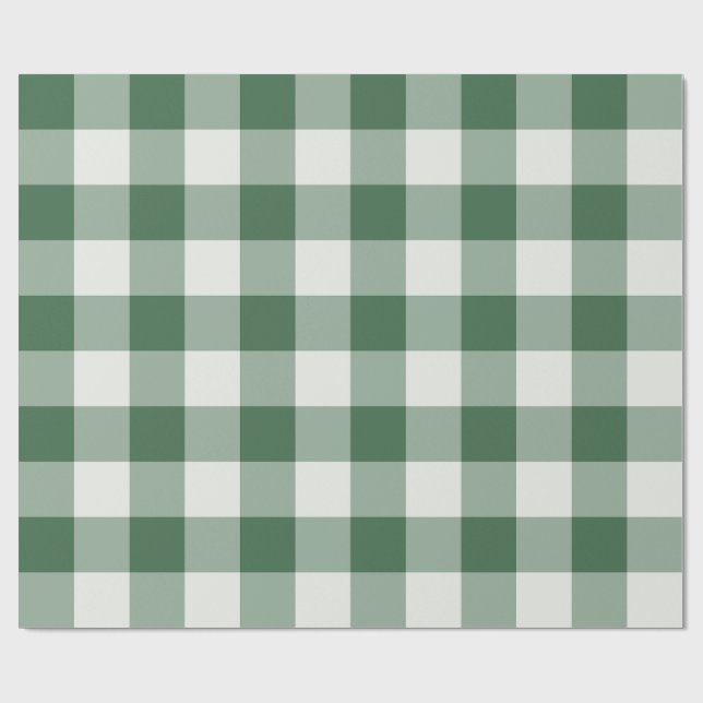 Forest Green Large Buffalo Check Gingham Wrapping Paper (Flat)