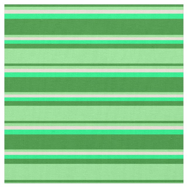 Forest Green, Light Green, Bisque & Green Lines Fabric (Close Up)