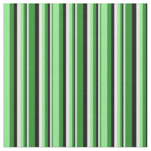 Forest Green, Light Green, White, and Black Lines Fabric