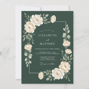 Forest Green Lush Botanical Wedding Invitation