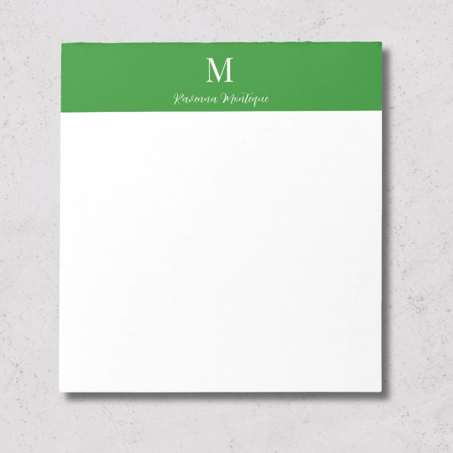 Forest Green Luxury Personalised Name Monogram Notepad (Creator Uploaded)