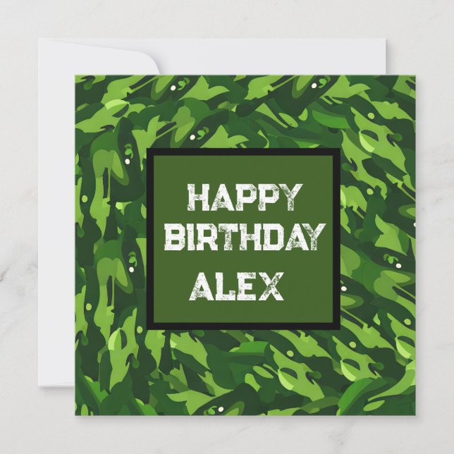 Forest Green Military Camouflage  Holiday Card (Front)