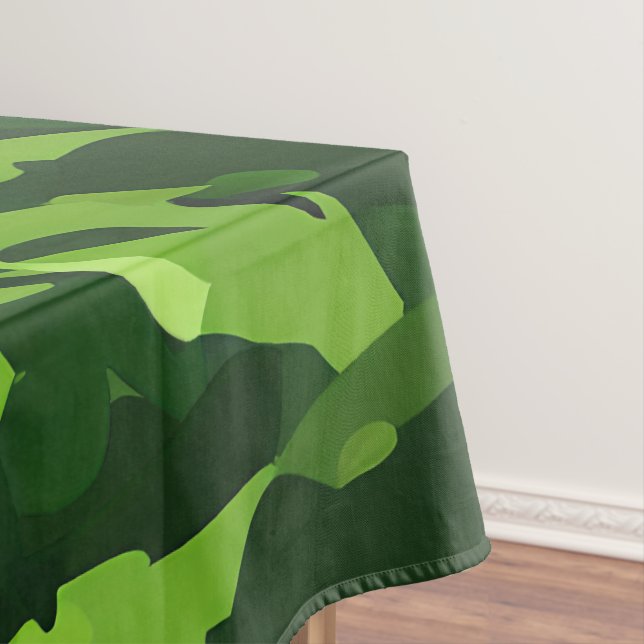 Forest Green Military Camouflage Pattern Tablecloth (In Situ)