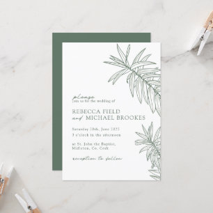 Forest Green Minimalist Botanical Wedding Invitation