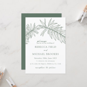 Forest Green Minimalist Botanical Wedding Invitation