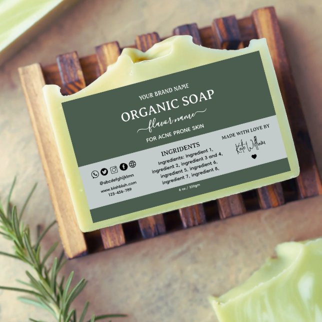 Forest green minimalist modern Homemade Soap  Rectangular Sticker (Creator Uploaded)