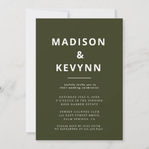 Forest Green Minimalist Scandi Modern Wedding Invitation