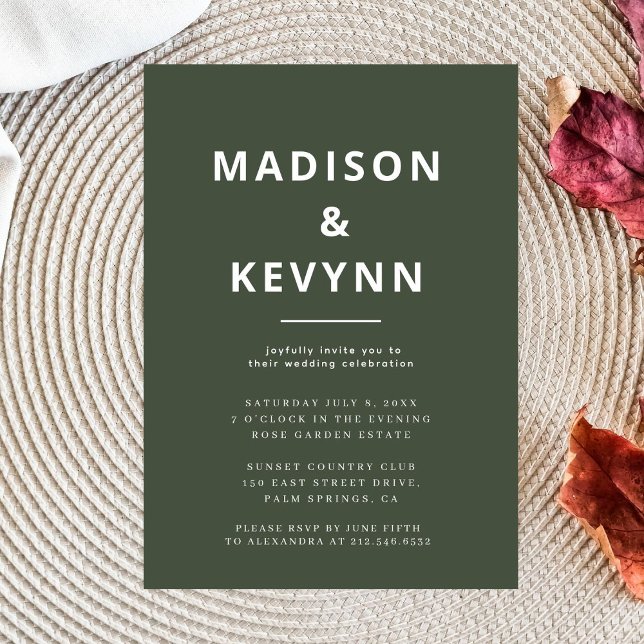 Forest Green | Minimalist Scandi Modern Wedding Invitation (Creator Uploaded)