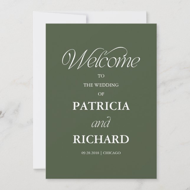 Forest Green Minimalist Wedding Ceremony Program (Front)