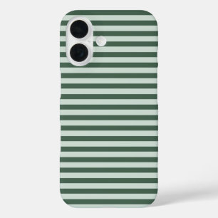 Forest Green & Mint Cute Horizontal Striped iPhone 16 Case