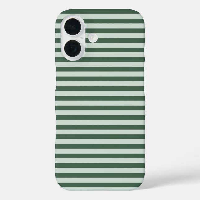 Forest Green & Mint Cute Horizontal Striped Case-Mate iPhone Case (Back)