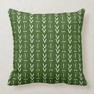 Forest Green Modern Arrow Mud Cloth Print Accent Cushion