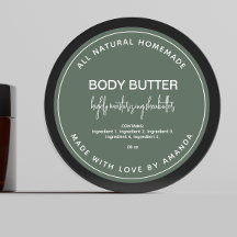 Forest Green modern body butter label