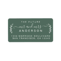 Forest Green Modern Script Wedding Return Address