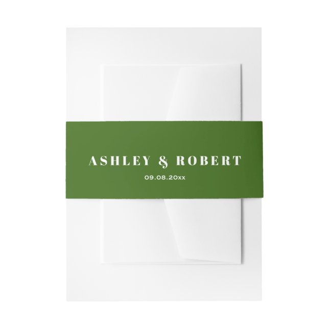 Forest Green Modern Wedding Invitation Belly Band (Front Example)