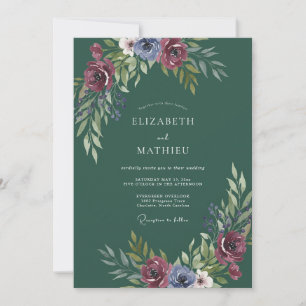 Forest Green Moody Winter Wedding Invitation