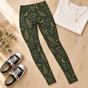 Forest Green Moon Moth Botanical Leggings