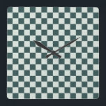 Forest green moss checkerboard pattern square wall clock<br><div class="desc">A black and white checkerboard pattern,  creating a balanced,  geometric design. The alternating squares convey a sense of symmetry and order.</div>
