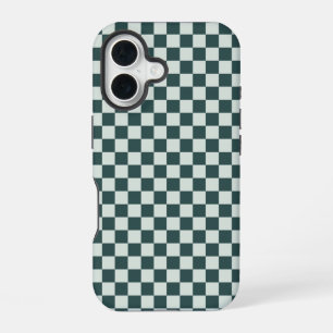 Forest green moss chequerboard pattern iPhone 16 case