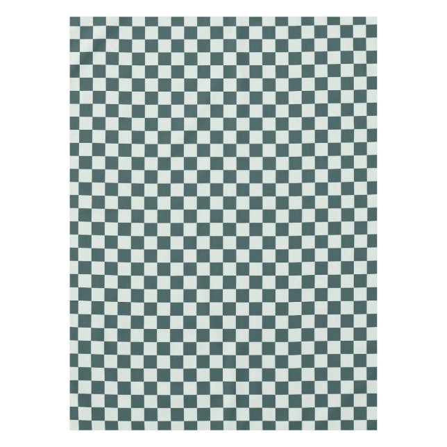 Forest green moss chequerboard pattern tablecloth (Front)