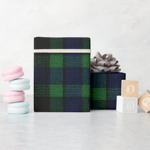 Forest Green Navy Deep Tartan Pine Plaid Pattern Wrapping Paper