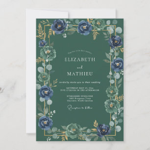 Forest Green Noble Botanical Wedding Invitation