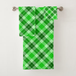 Forest Green on Green Tartan Plaid Bath Towel Set