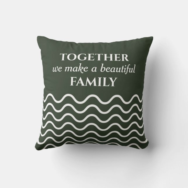 Forest Green Photo Quote Wavy Pattern Double Sided Cushion (Back)