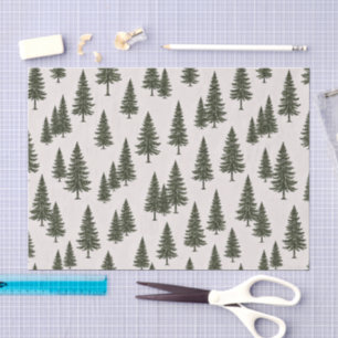 Forest Green Pine Tree Woodland Pattern Tissue Paper