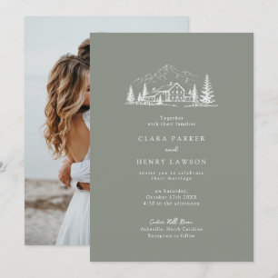 Forest Green Pine Winter Wedding Invitation