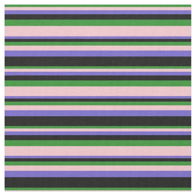 Forest Green, Pink, Slate Blue & Black Coloured Fabric (Close Up)