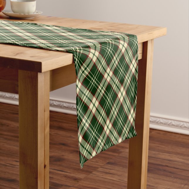 Forest Green Plaid Pattern Short Table Runner (In Situ)