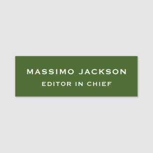 Forest Green Plain Elegant Minimalist Simple Chic Name Tag