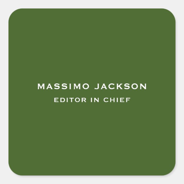 Forest Green Plain Elegant Minimalist Simple Chic Square Sticker (Front)