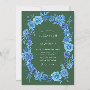 Forest Green Poetic Floral Wedding Invitation