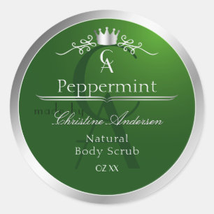 Forest Green Product Label Silver Frame Monogram