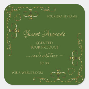 Forest Green Product Labels Gold Ornaments Corners
