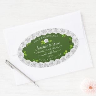 Forest Green Product Packaging Labels White Roses