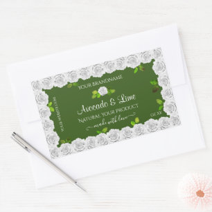 Forest Green Product Packaging Labels White Roses