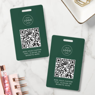 Forest Green QR Code Custom Company Logo ID Badge