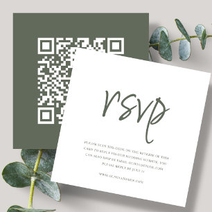 Forest Green   QR Code   Wedding RSVP Enclosure Card